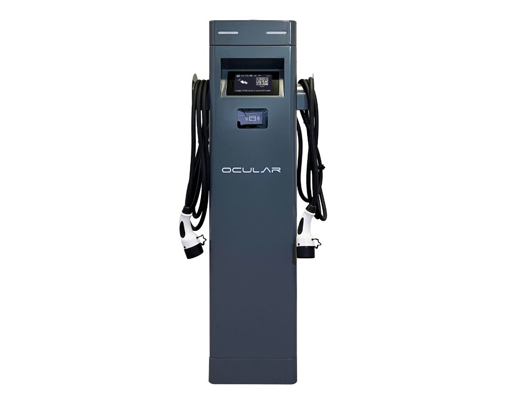 Ocular IQ Dual Port Tower V2 | 2 x 22kW | Tethered w/4.7m Type 2 Cables